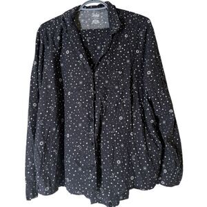 Victorias Secret Pink Black Celestial Moon Star Print Pajama Set Sz L Goth